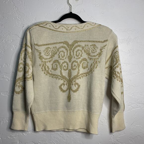 Dona Marie Vintage Cream stitch Sweater Womens small grandma victorian old money - Picture 6 of 8